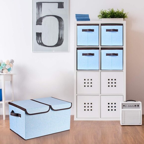 Larger Storage Cubes 4-Pack Linen Fabric Foldable Storage Box 16.5 x 11.8 x 9.8 - Picture 5 of 7